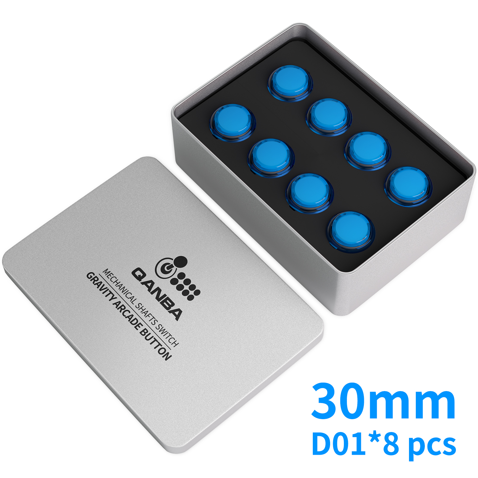 Qanba Gravity KS Mechanische Wellen Silent Pushbutton 24mm/30mm Arcade Button Snap-in (Boxed)