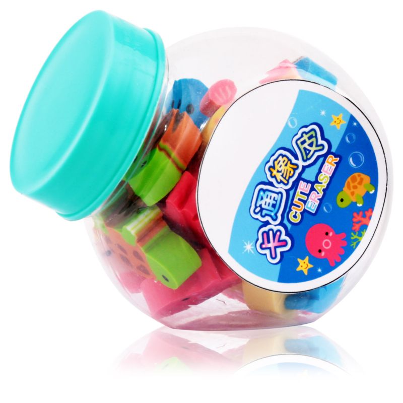 20 pcs/lot Mini Kawaii Cartoon Animal Eraser Cute Fruit Rubber Eraser