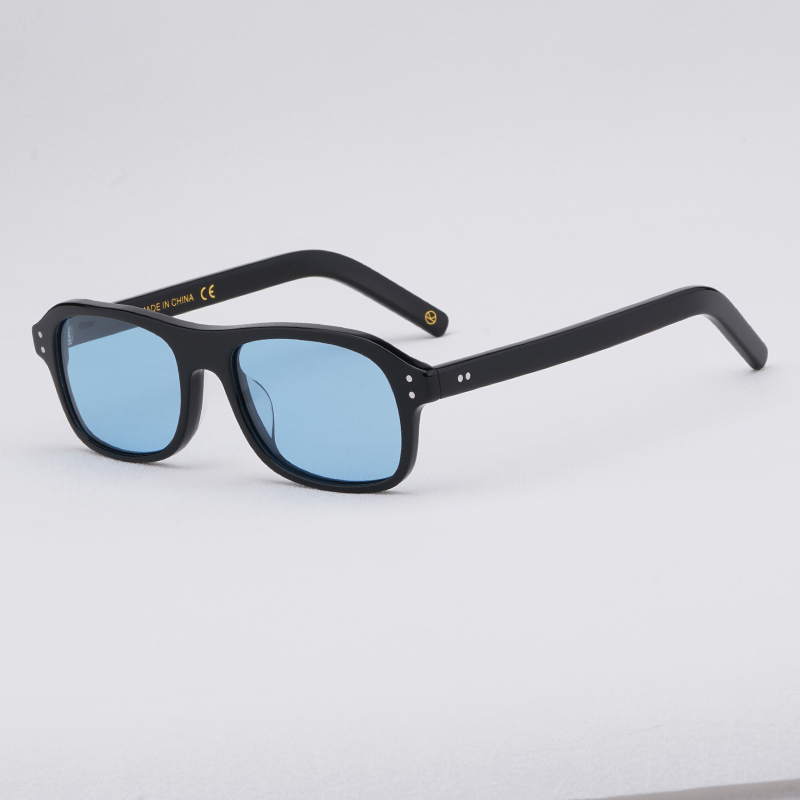 Hochwertiges Kingsman-Brillengestell mit etui, handgefertigte retro-Acetat-Retangle-Brille für Herren, Kingsman-Brille: Kakifarbig