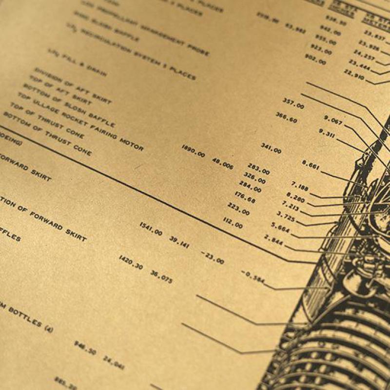 Saturn 5 bärraket konfigurationskarta kraft affisch café bar dekorativ målning