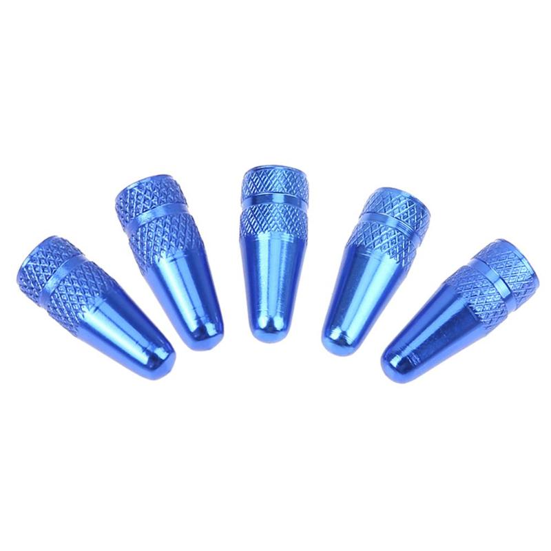 5Pcs Fiets Presta Aluminium Druk Ventieldopjes Dust Covers Ventieldopje Bisiklet Aksesuar Ventiel Stofkap Fiets Accessoires: Blue