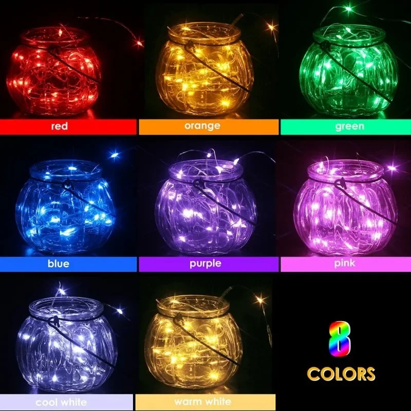 Guirnaldas de luces LED con batería de 1/2/3/5/10/20M, guirnalda de luces de alambre de cobre para dormitorio, jardín, , boda, decoración navideña