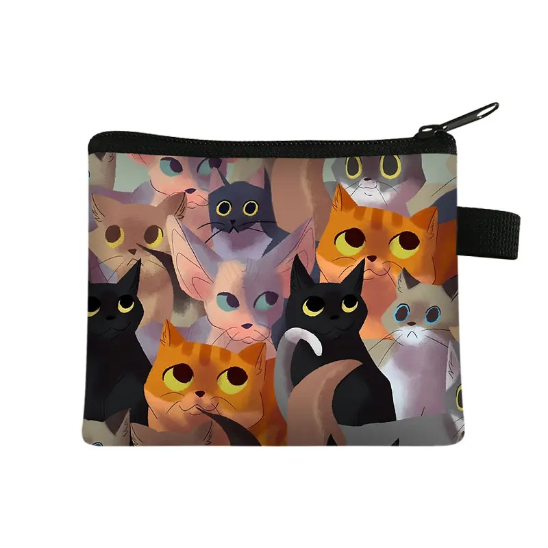 Simpatico gattino gatti/cuccioli stampa portamonete per adolescenti borse da scuola per bambini bambini donne per viaggio borsa portamonete d'argento portatile: lqbxchongwu14