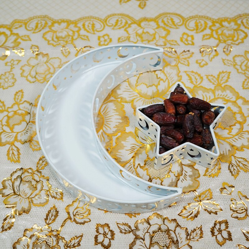 Eid Mubarak Moon Star Dienblad Servies Dessert Voedsel Opslag Container Ramadan Moslim Islamitische Party Supply