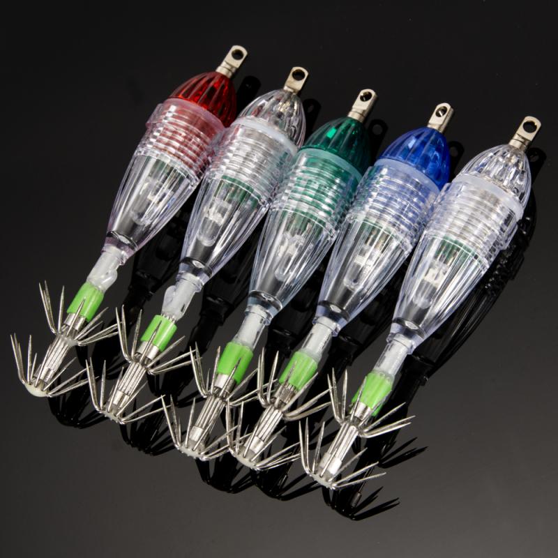 Squid Lure Lamp LED Fishing Lure With Hook Night Flashing Fishing Lamp Underwater Fishing Light Squid Lamp Lures Fishing Tackle