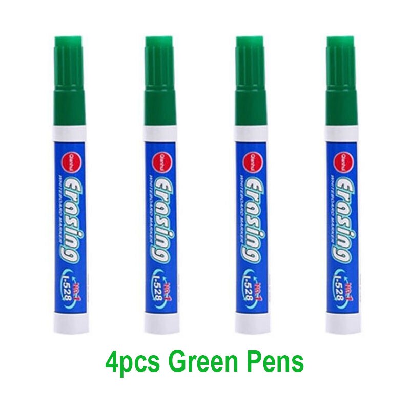 Stylo marqueur effaçable de grande capacité, 4 couleurs, pour tableau blanc, fournitures de papeterie pour salle de classe, réunion de bureau: 4pcs Green Pens