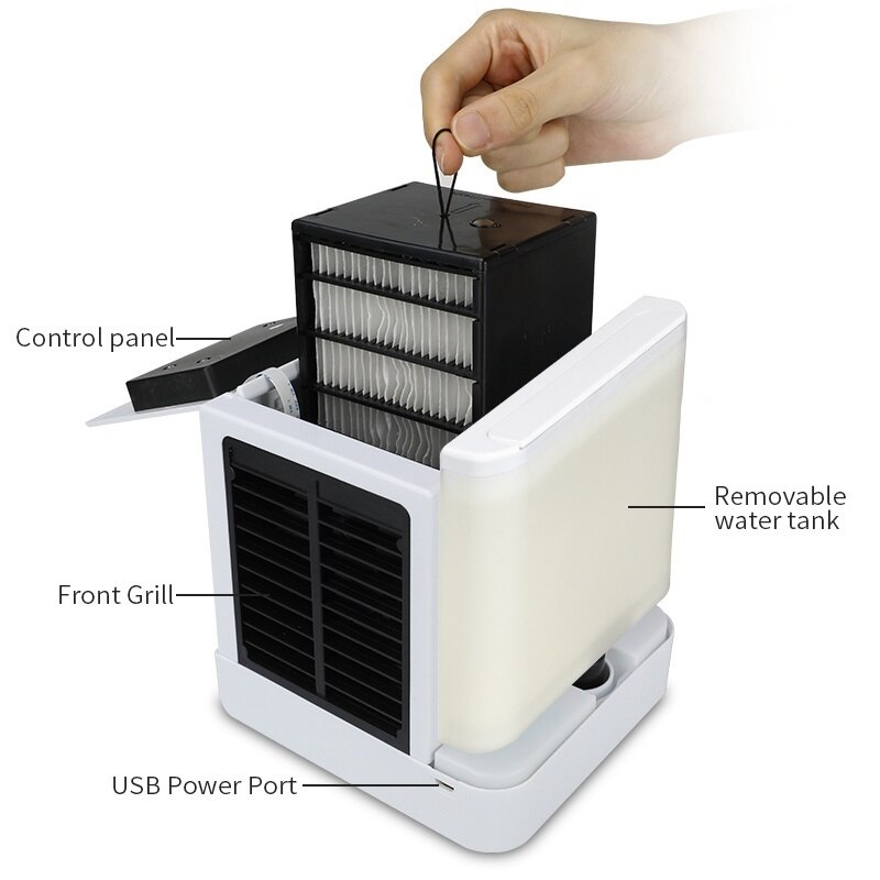enfriador de aire Premium y humidificador aire acondicionado portátil mini ventiladores Dispositivo de aire acondicionado 7 luces de color