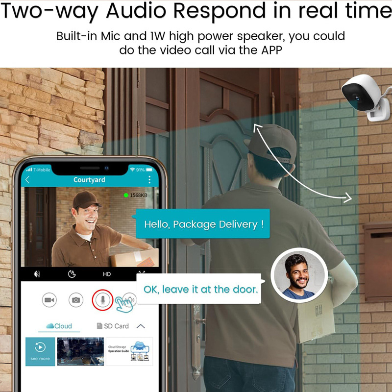 Xiaomi-cámara de seguridad 4K, Mini Monitor WiFi a todo Color, visión nocturna, detección de movimiento, vigilancia impermeable IP65 con Audio bidireccional