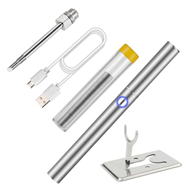 USB soldering iron kit with lid 5V 8W with indicator USB portable microelectronic repair soldering iron tool: tip-C kit no battery