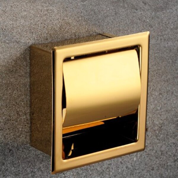 304 Stainless Steel Wall-Mounted Embedded Paper Roll Holder Toilet Tissue Box Concealed Toilet Paper Holder