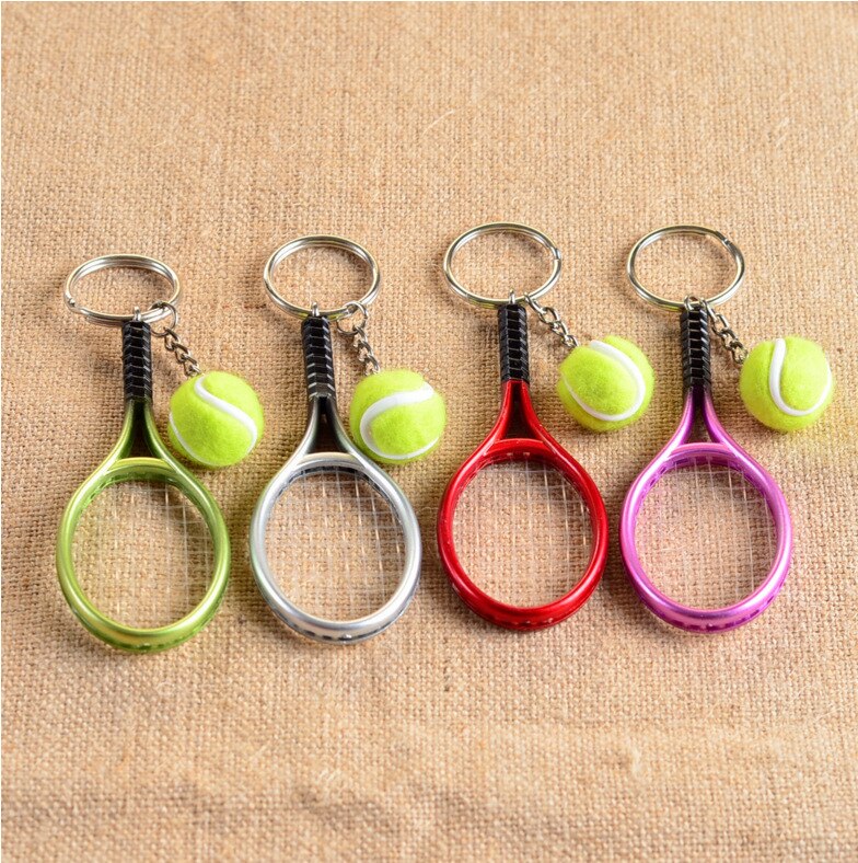 20PCS Tennis bag Pendant plastic mini tennis racquet key ring small Ornaments sport keychain fans souvenirs key chain