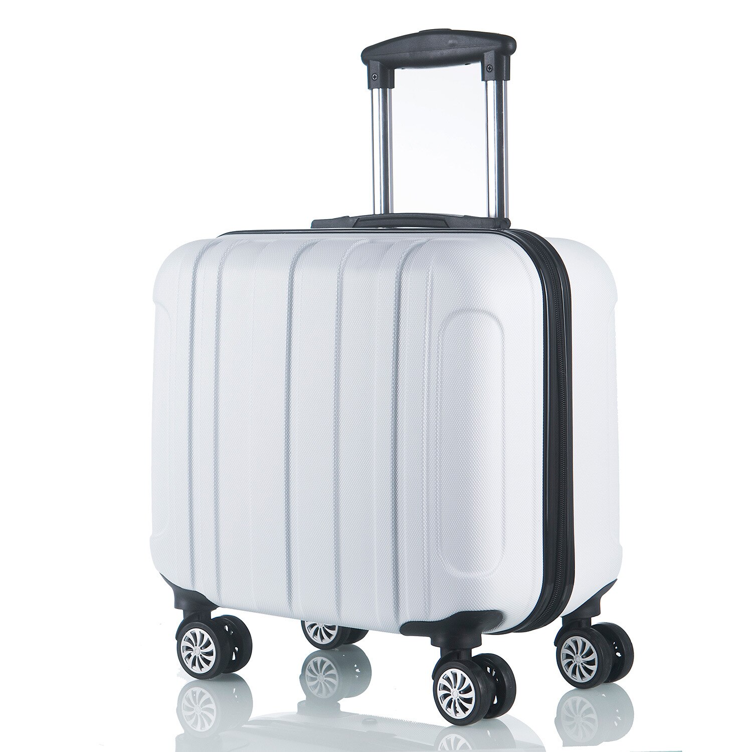 Business travel small suitcase 16 inch stewardess boarding case universal wheel 17 inch trolley case male and female code lock: white