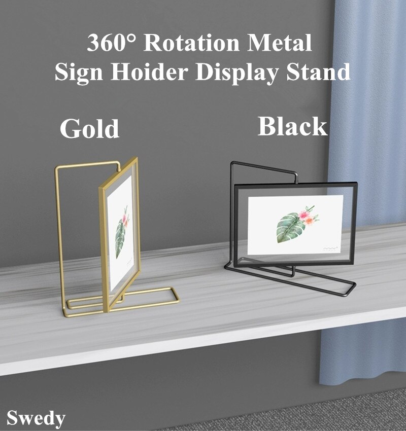 Double Side Rotating Table Menu Card Holder Photo Picture Poster Frame Countertop Price Listing Holder Display Stand