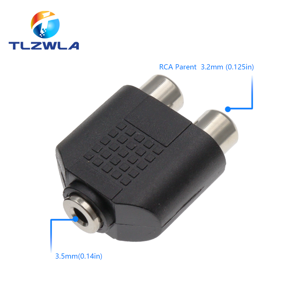 1PCS RCA Female Socket Turn 3.5MM Stereo Plug Audio Adapter 6.3MM Stereo Plug To RCA Socket 2 in 1 Stereo Connector