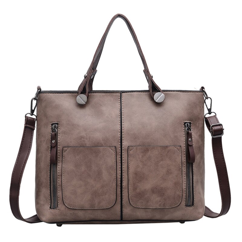 Mode messenger bags voor vrouwen vintage stijl PU lederen handtas dames grote capaciteit casual tote schoudertas vrouwelijke: Pink