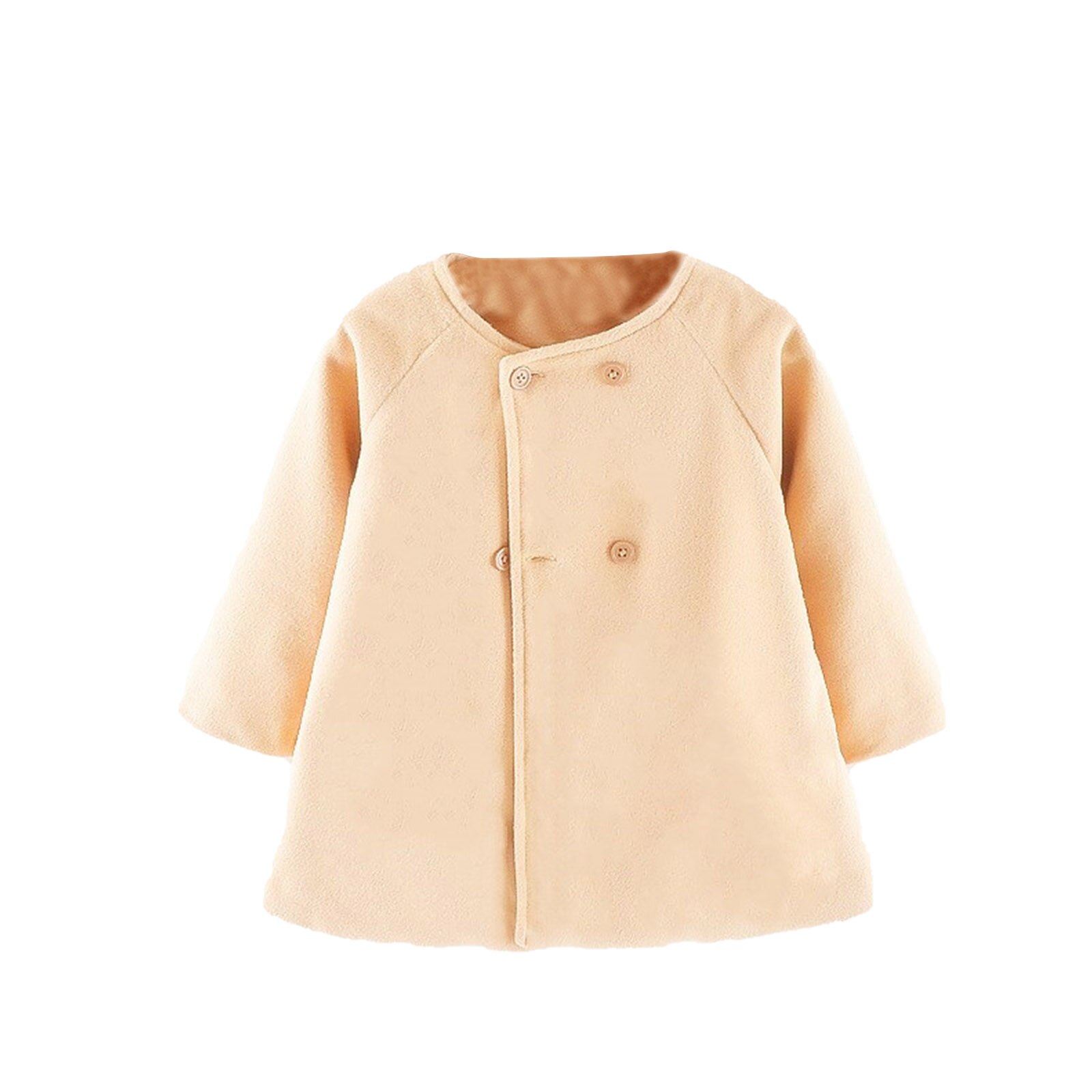 Wärmer, einfarbiger Baby-mädchen-Mantel mit rundhalsausschnitt, langen ärmeln und doppelreihiger knopfleiste – Schließfach geschnitten für partys, alltag und freizeit.