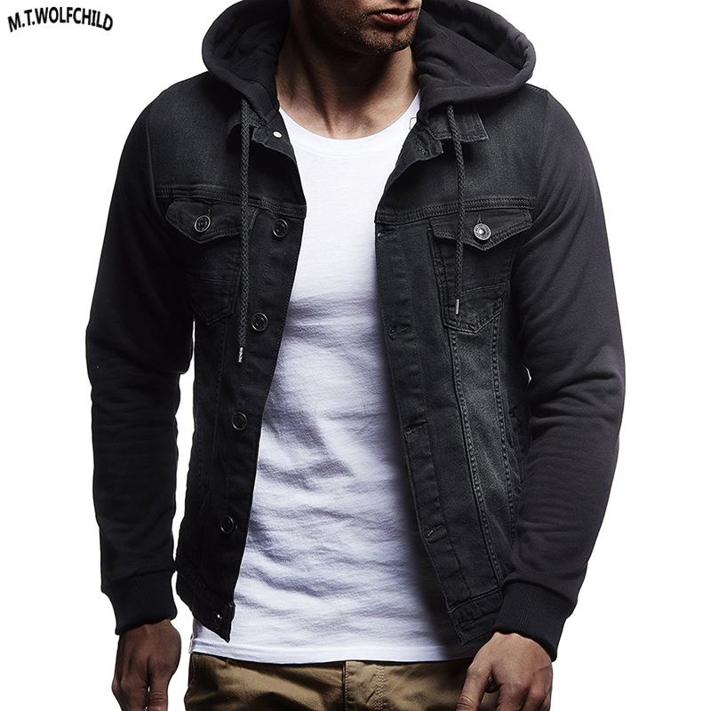 Chaqueta vaquera con capucha para hombre, ropa de abrigo informal vintage para hombre, para hombre,