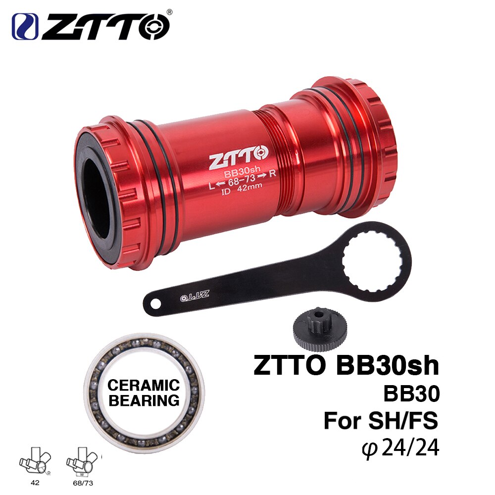 ZTTO prasa rowerowa pasuje robić wspornika dolnego oś BB30 24 adapter łożyska ceramiczne robić roweru szosowego MTB 24mm mechanizm korbowy: BB30-24 czerwony CR-Tool