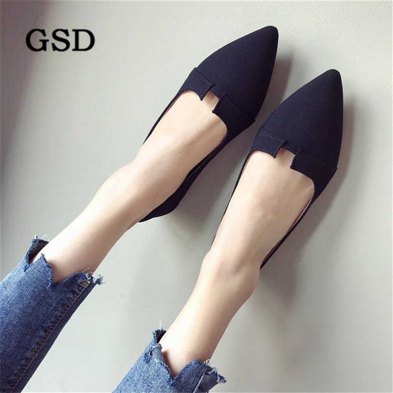 newest pink women flats Solid Flock Pointed toe flat shoes woman casual shoes women boat shoes zapatos de mujer