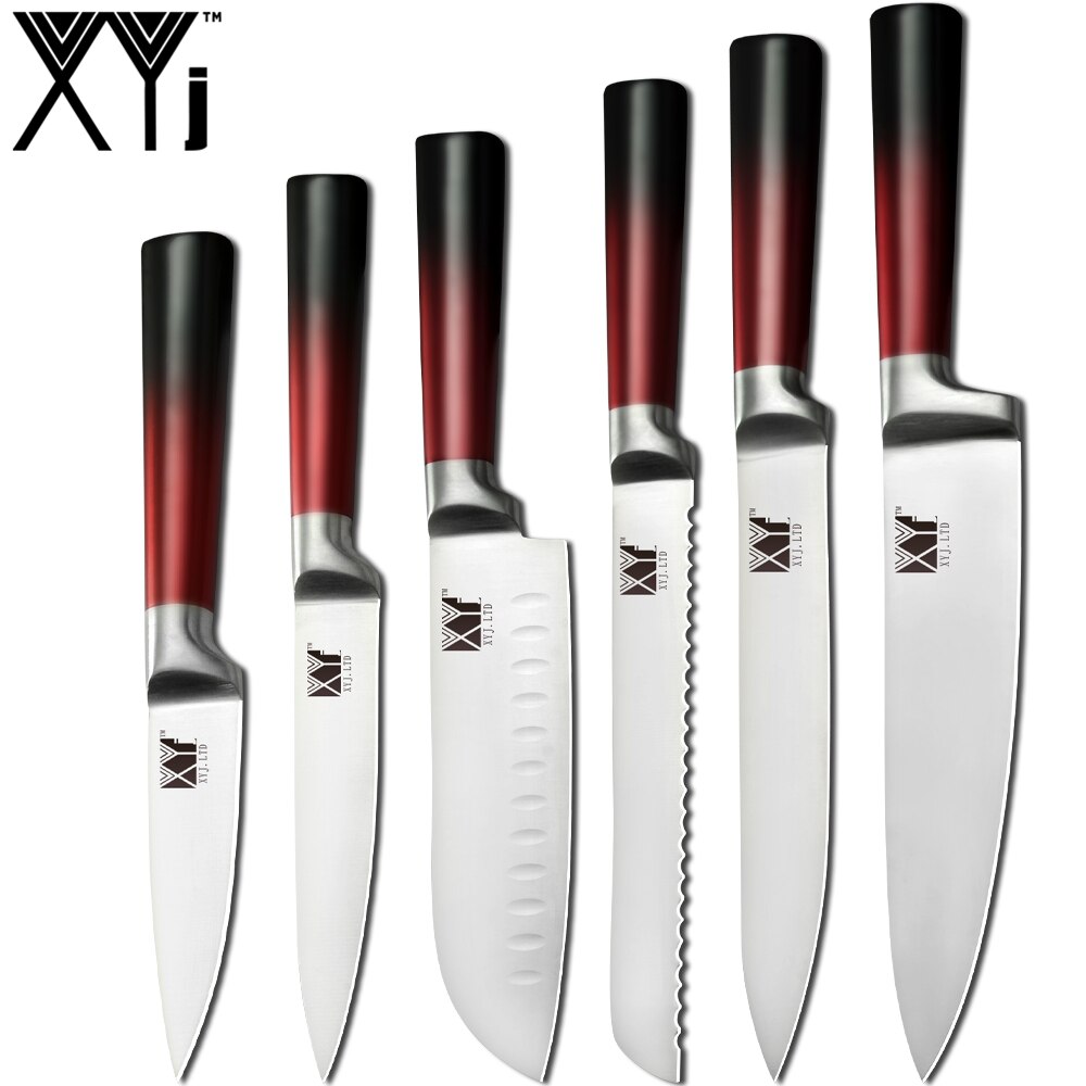 XYj 6 Piece Kitchen Knives Ultra Sharp Blade Chef Knife Set Kitchen Utility Paring Knives Cooking Accessories Knife Holder: C 6PCS SET
