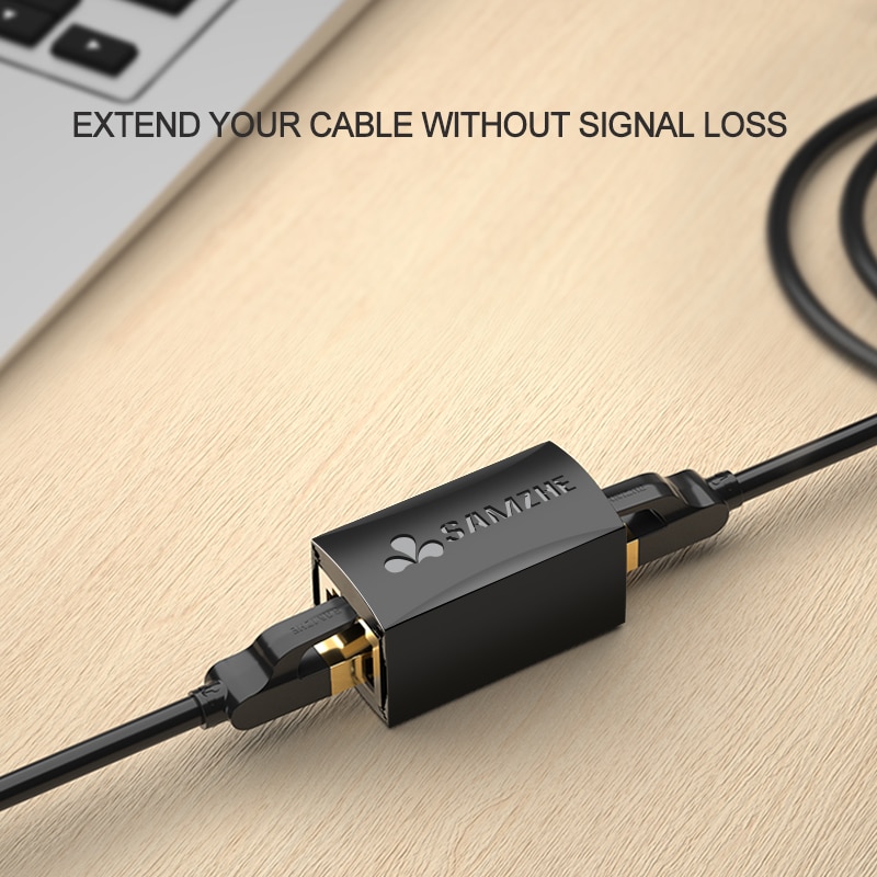 Samzhe ethernet kabel adapter 8 p 8c rj45 lan kabel forlængerstik til internetforbindelse hun til hun
