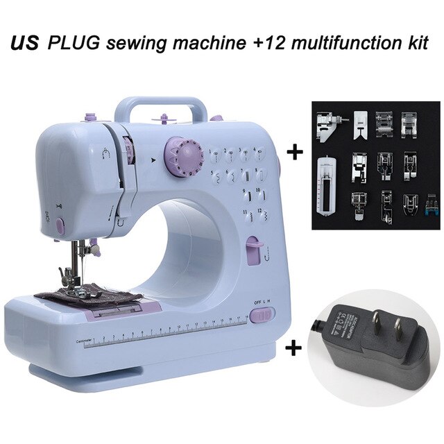 Mini 505A12 Stitches Sewing Machine Household Multifunction Double Thread And Speed Free-Arm Crafting Mending Machine LED: Default Title
