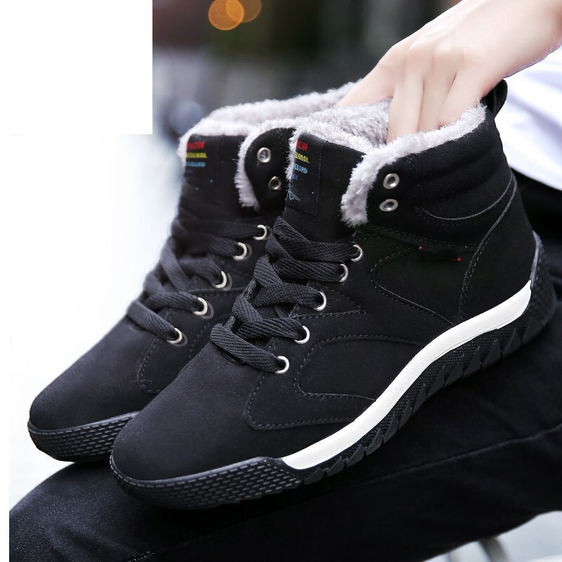 Dames sneeuwlaarzen pluche lage sleehak winter sneeuw sneaker casual schoenen weerstand slip warme pluche ronde neus vetersluiting casual schoenen: Zwart / 42