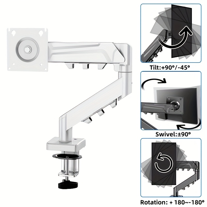 Single Monitor Arm For 13-32" Screen Adjustable Single Monitor Bracket Full Motion Swivel Desktop Monitor Stand for Home Office
