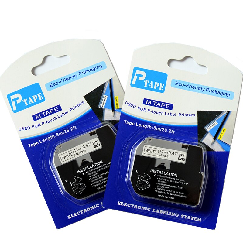 10 pcs brother M label tape M-231 M-K231 MK-231 black on white 12mm P-touch tape