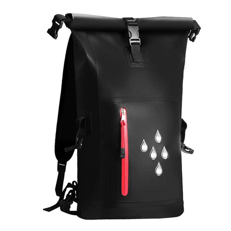 Bolsas secas para buceo IP65, 25/40L, gran tamaño, mochila Impermeable, equipo de Kayak de vela, bolsa seca de cubo plegable, Impermeable de PVC: 25L BLACK