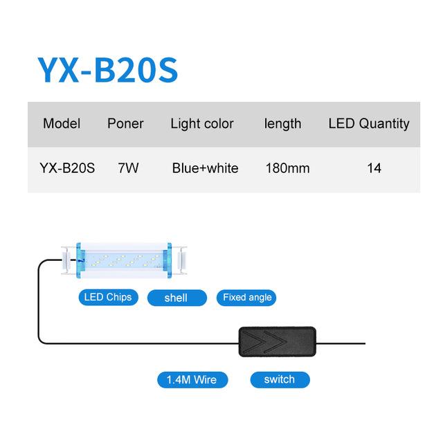 Super Slim LEDs Aquarium Lighting Aquatic Plant Light 18-75CM Extensible Waterproof Clip on Lamp For Fish Tank: YX-B20S