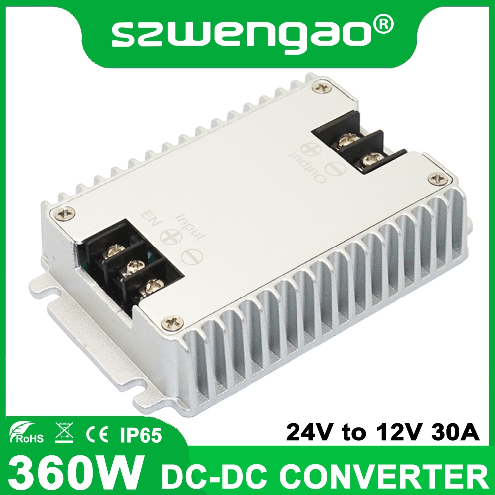Dc 24v -  dc 12v 20a 25a 30a auton tehomuunnin invertteri 360w jännitteensäädin /. 2 vuoden takuulla