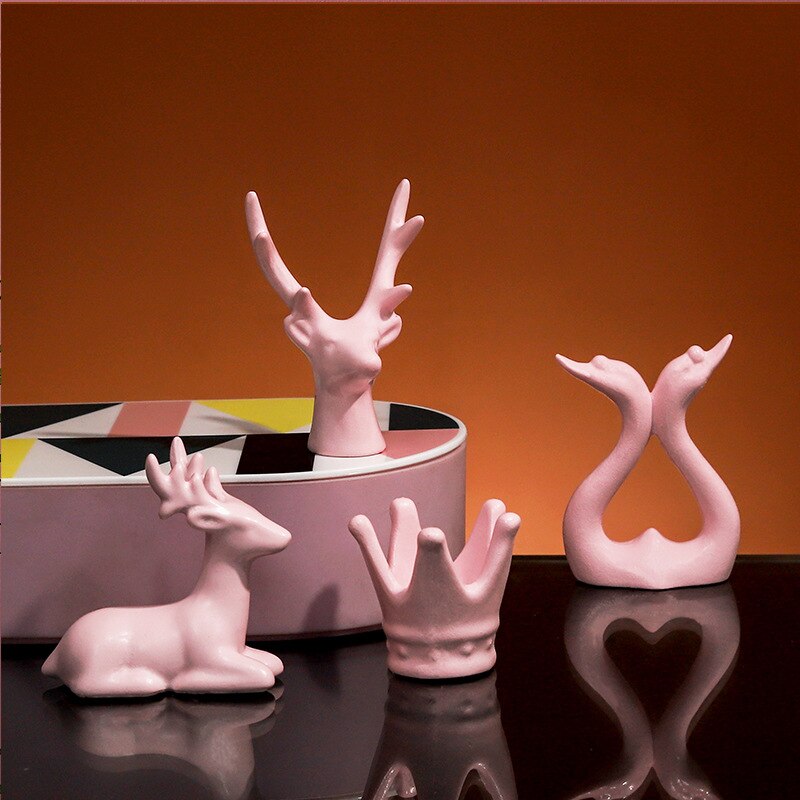 Moderne harpiks dyredekorationer bord fe have miniature figurer enhjørning flamingo jule hjemmedekoration tilbehør