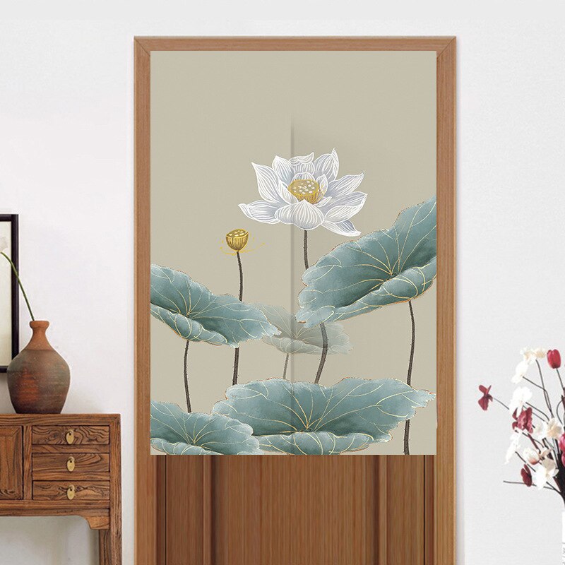 Cortina de puerta de Feng Shui chino dormitorio cocina baño cortina de partición cortina de puerta de loto: 6