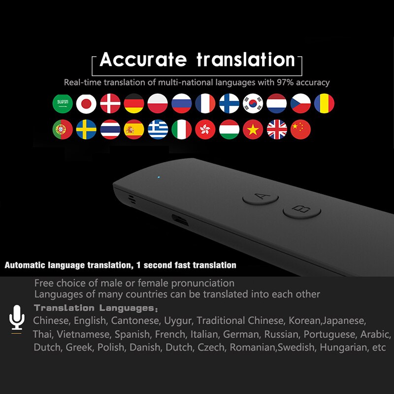 Traductor de voz inteligente T6, traducción inteligente en tiempo Real en dos sentidos, interpretación en varios idiomas, Traductor de viajes para negocios