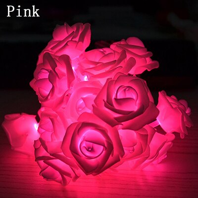 1.5M 10led Rose Bloem Kerst String Lights Battery Operated Valentine Bruiloft Decoratie Bloem Lampen Led Lamp: Roze