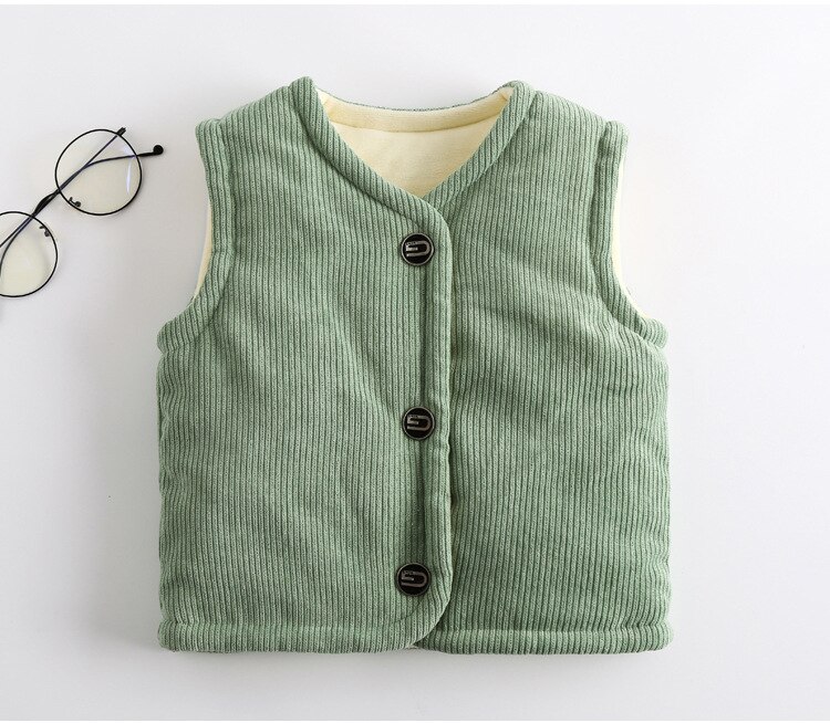 Kinderen Uitloper Winter Baby Vesten Corduroy Bodywarmer Vest Jongen Jassen Herfst Dikke Jas Meisje Jas Kinderen Jas Warm Vest: Green / 3T