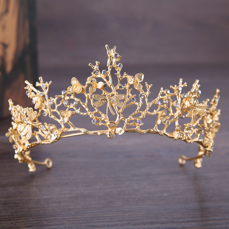 Vintage bryllup krone sommerfugl rhinestone krystal krone brude bryllup hår tilbehør prinsesse krone hovedbeklædning håndlavet: Default Title