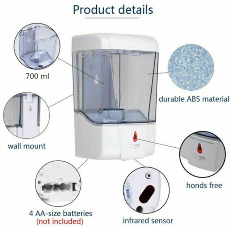Automatisk sensor sæbedispenser 700ml væskesanitizer berøringsfri vægmonteret