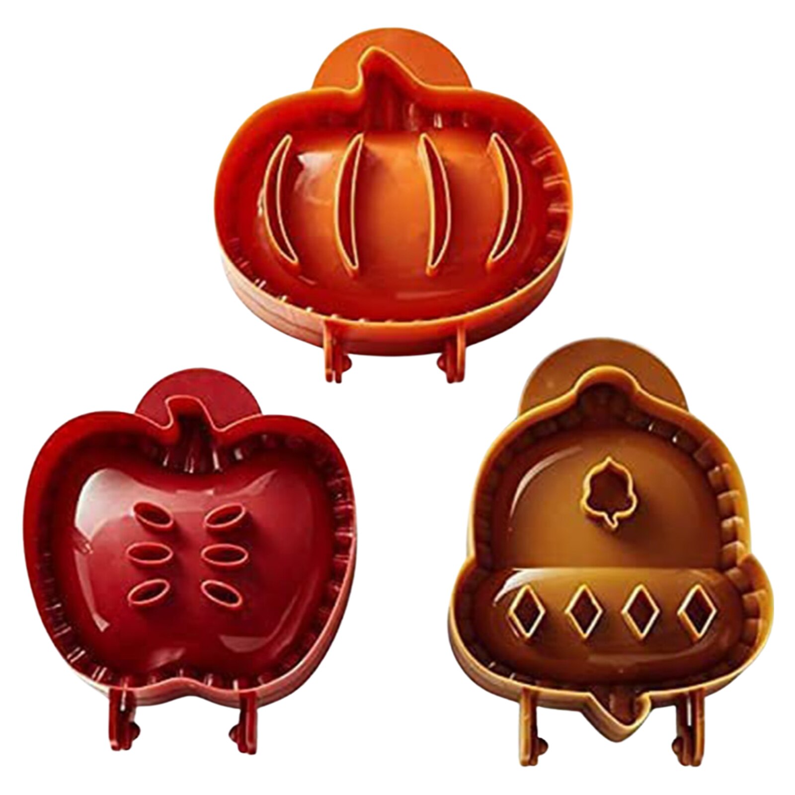 Juego de moldes de mano para pastel, cortadores de galletas con manzana, calabazas, forma de bellota, herramientas de molde para prensa de masa de Halloween: A