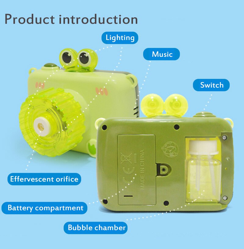 Nuovo Bambini Bolla Macchina Fotografica Giocattolo Bolla Che Soffia Giocattoli Giocattoli di Musica Leggera Bolla di Sapone Elettrico Completamente Automatico Macchina di Estate Giocattolo All'aperto