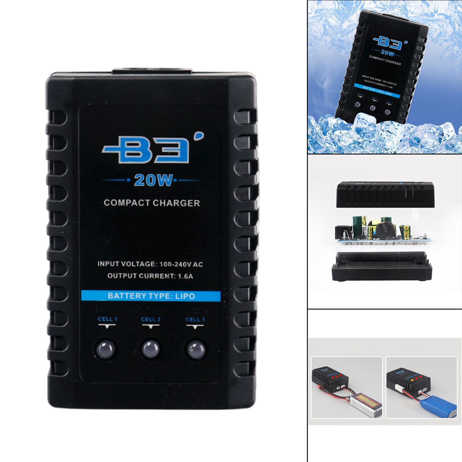 B3 20W Balance Charger for 7.4V 11.1V Lithium Battery Portable Plug-EU