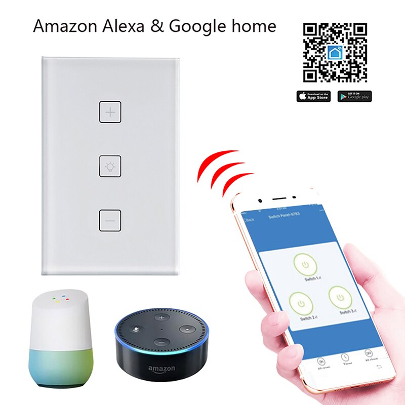 Wifi Led Dimmer Switch 110V Dimming Panel Switch Connected To Alexa Google Home Voice Control Dimmer For Led Lamps