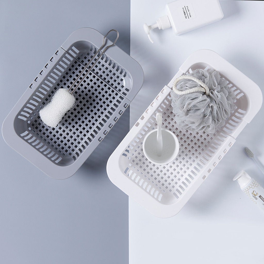 Kitchen Retractable Sink Drain Basket Plastic Dish Rack Sink Filter Water Basket Fruit Vegetable Basket Kitchen Sink Drain Case