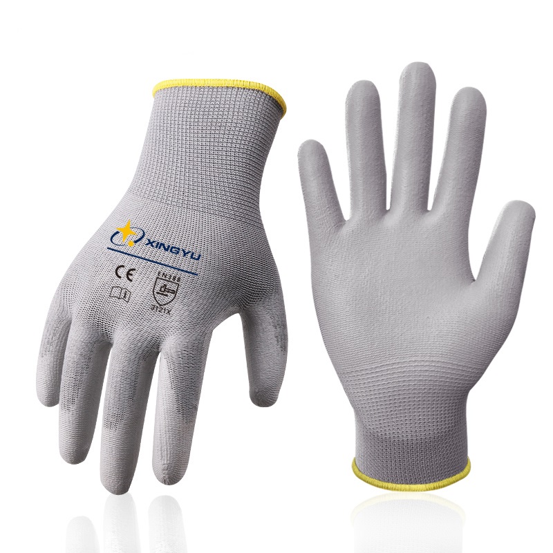 Gants de travail enduits de sécurité PU pour femmes, gants de Protection pour la manipulation du travail, gants de travail pour mécaniciens de Construction: Grey / M
