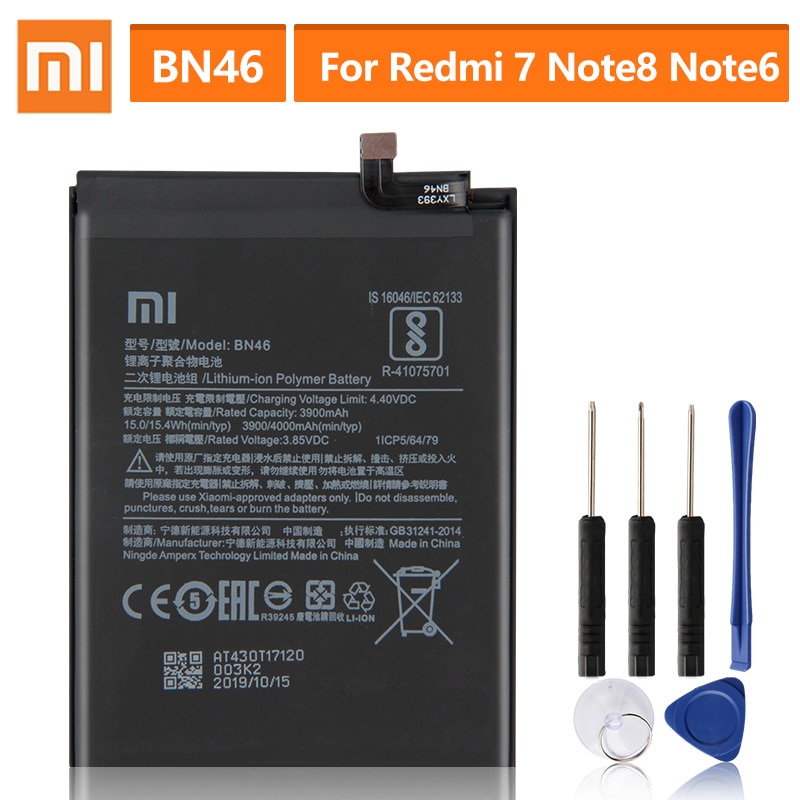 Original Replacement Battery BN46 For Xiaomi Redmi Note8 Note 8T 8 Redmi 7 Redmi7 Note 6 Note6 Genuine Phone Battery 4000mAh