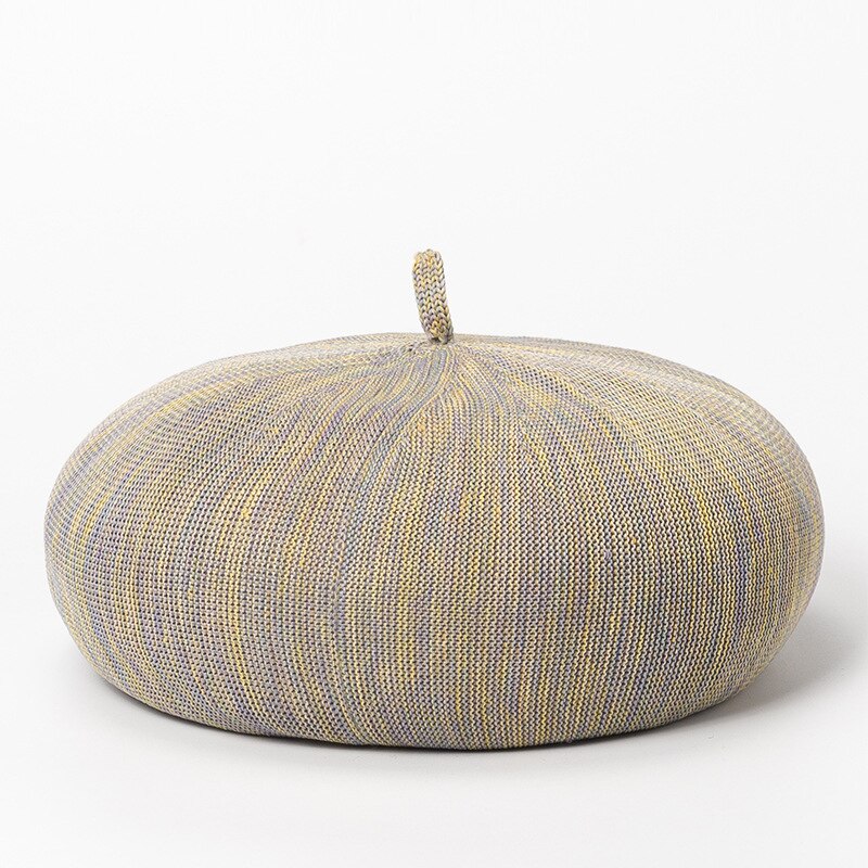 Caluriri Spring Summer Hat Pumpkin Beret Painter's Cap Retro Knit Breathable Art Painter's Cap Octagonal Cap Beret Cap: Silver