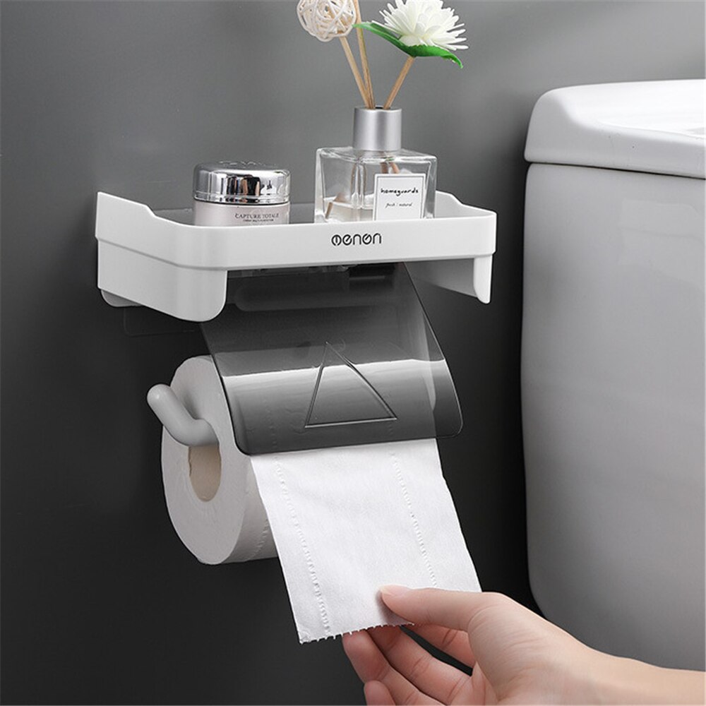 Double-Layer Toilet Paper Holder Waterproof Tissue Box Bathroom Roll Paper Tube Storage Box Home Tissue Organizer with Scroll: Paper Box