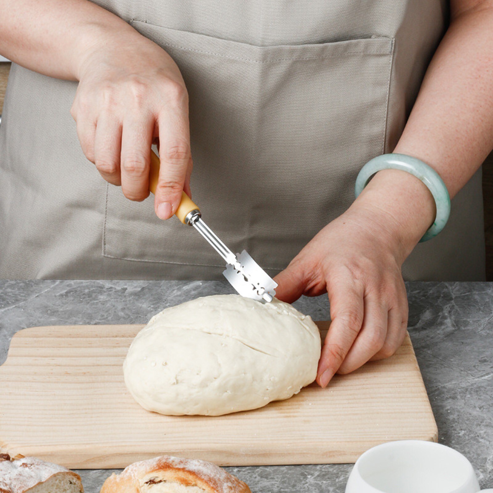 30# Long Handle Bread With Premium Slashing 6 Blades Included Bread Accessories Baking Pastry Tools Pastry Bakery Accessories