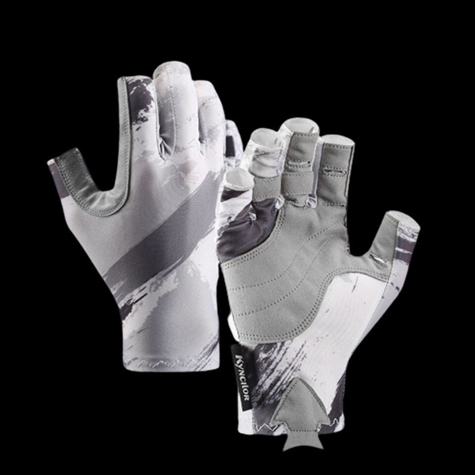 WALK FISH 1 Pair Fingerless fishing gloves non-slip half-finger gloves lightweight breathable carp fishing finger gloves sports: Gray / XL